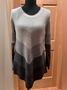 Apt 9 Women's Boho Striped Knit Ombré Chevron Pattern Sweater Long Sleeve Lg